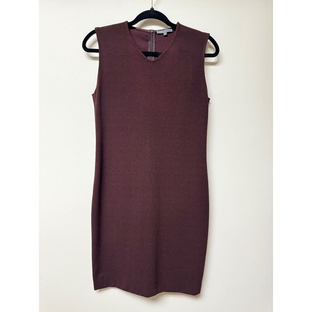 VINCE Chocolate Brown Sheath Dress, Jumper, Layering, Back Zip, Sz 2